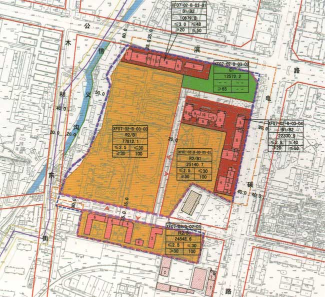 规划指标  规划用地性质二类居住用地、商业用地；其中，二类居住用地面积1 27502平方米